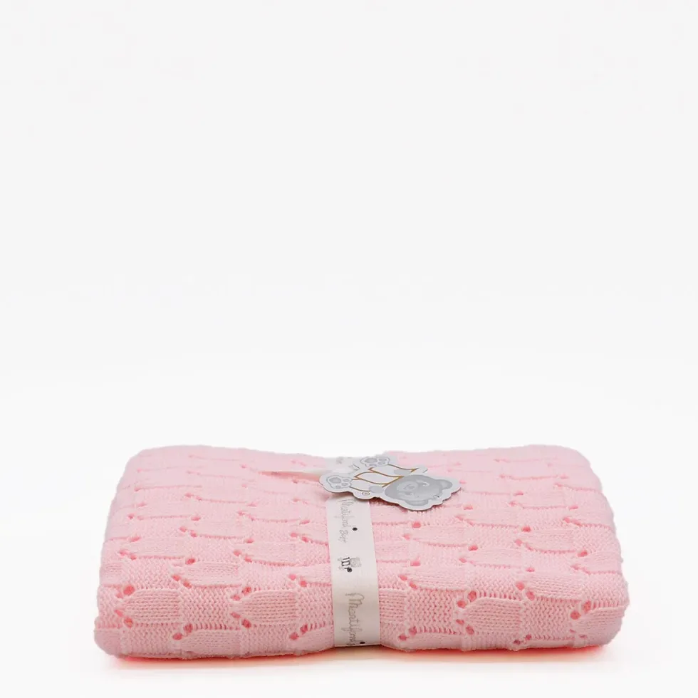 Couverture en maille pour bébé - Rose