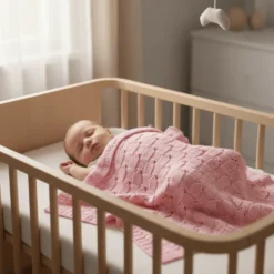 Couverture en maille pour bébé - Rose