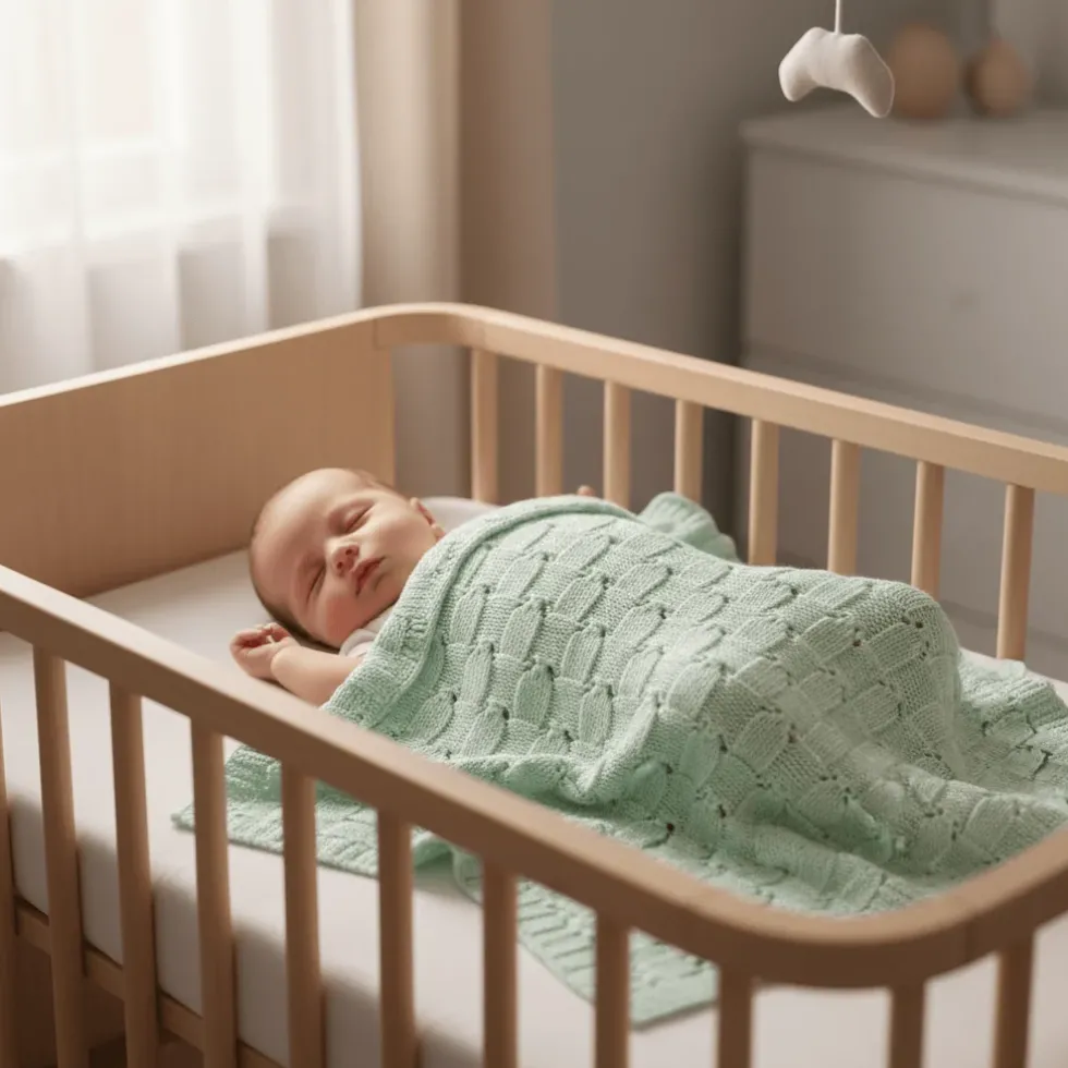Couverture en maille pour bébé - Vert