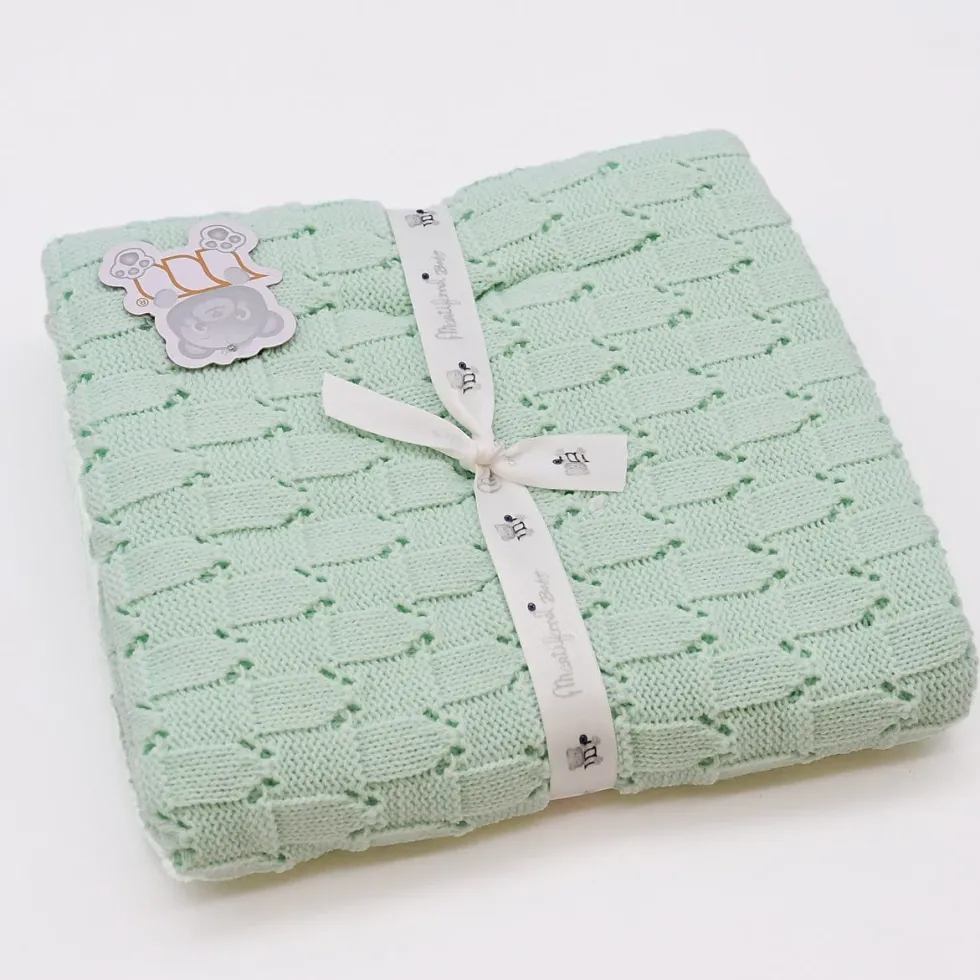 Couverture en maille pour bébé - Vert