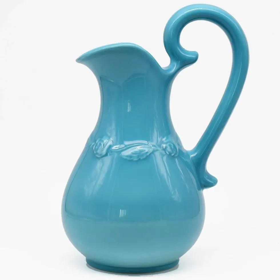 Cruche et bassine de toilette en céramique - Turquoise