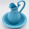 Cruche et bassine de toilette en céramique - Turquoise