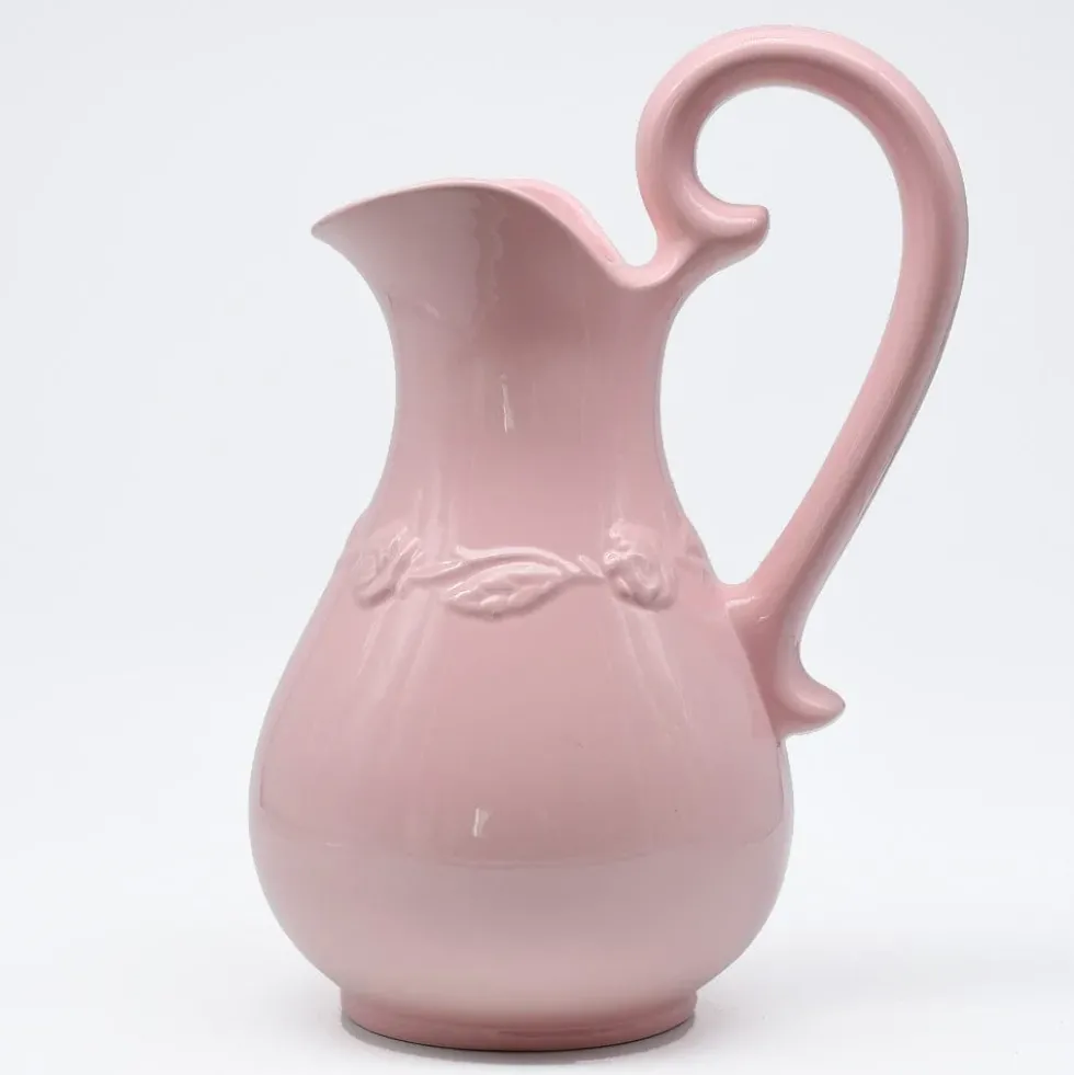 Cruche et bassine de toilette en céramique - Rose