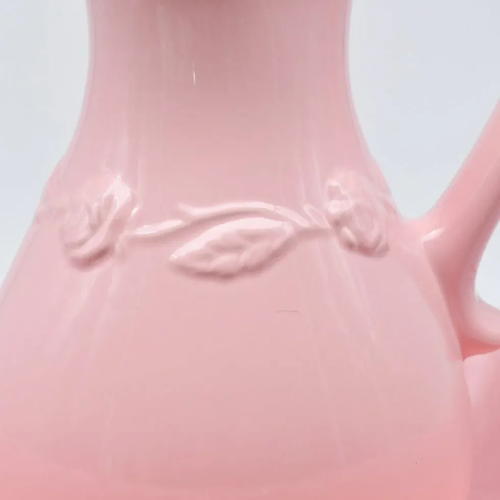 Cruche et bassine de toilette en céramique - Rose