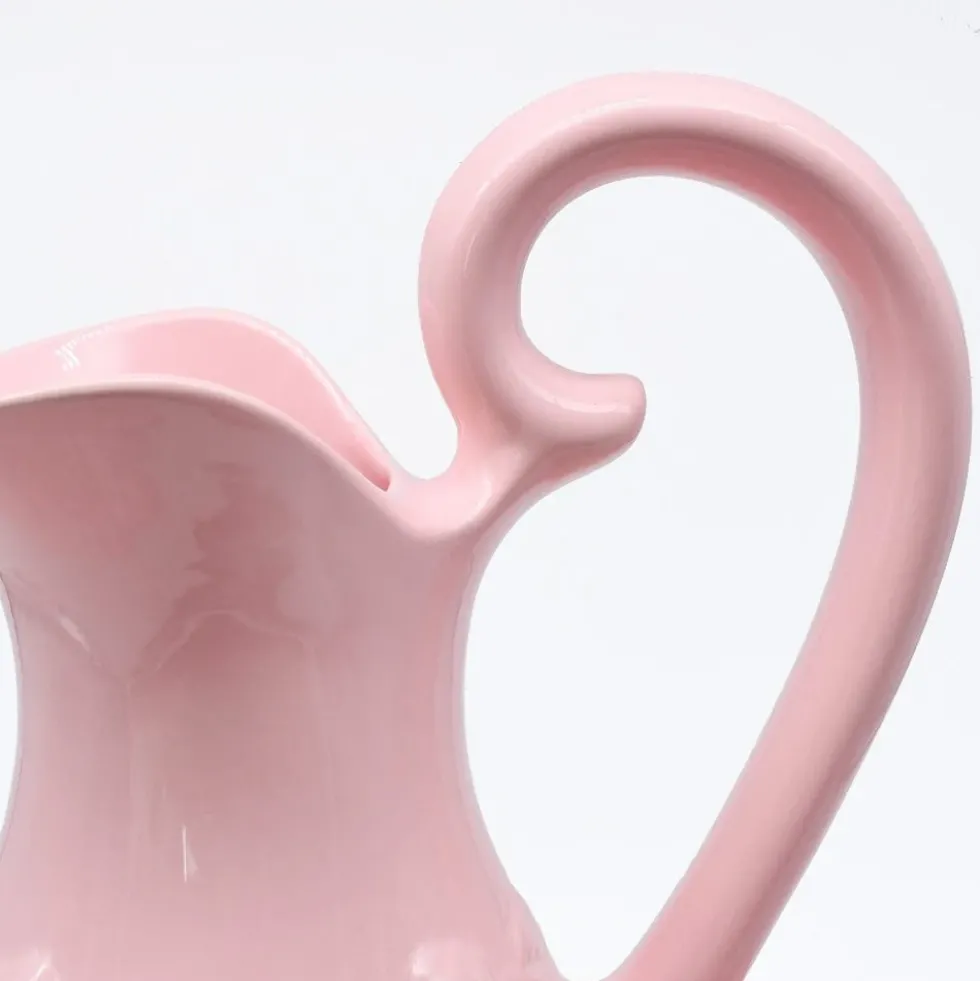 Cruche et bassine de toilette en céramique - Rose