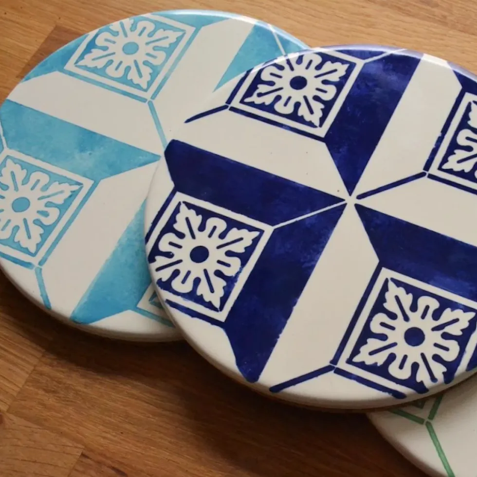 Dessous de plat en céramique et liège "Azulejos"
