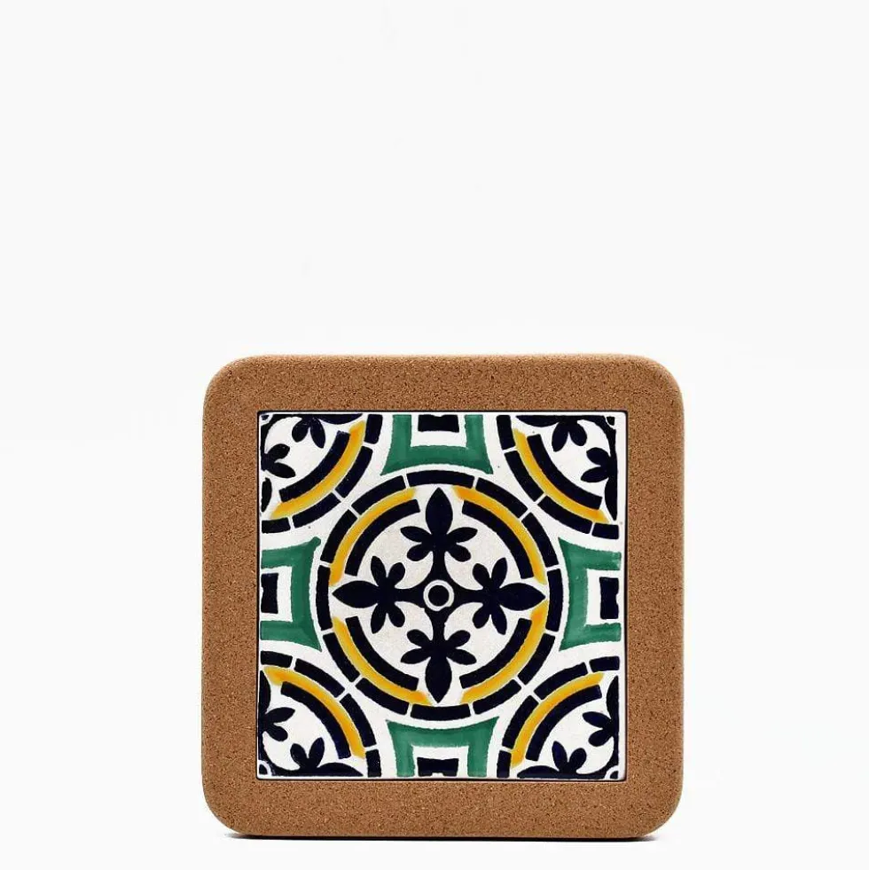 Dessous de plat en liège et céramique "Azulejo" 3 motifs - 20cm