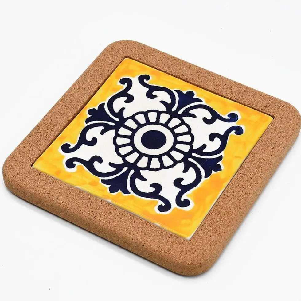 Dessous de plat en liège et céramique "Azulejo" 3 motifs - 20cm