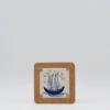 Dessous de plat en liège et céramique "Barcos" 15cm - 2 motifs