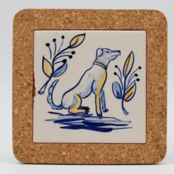 Dessous de plat en liège et céramique "Cães" 15cm - 3 motifs