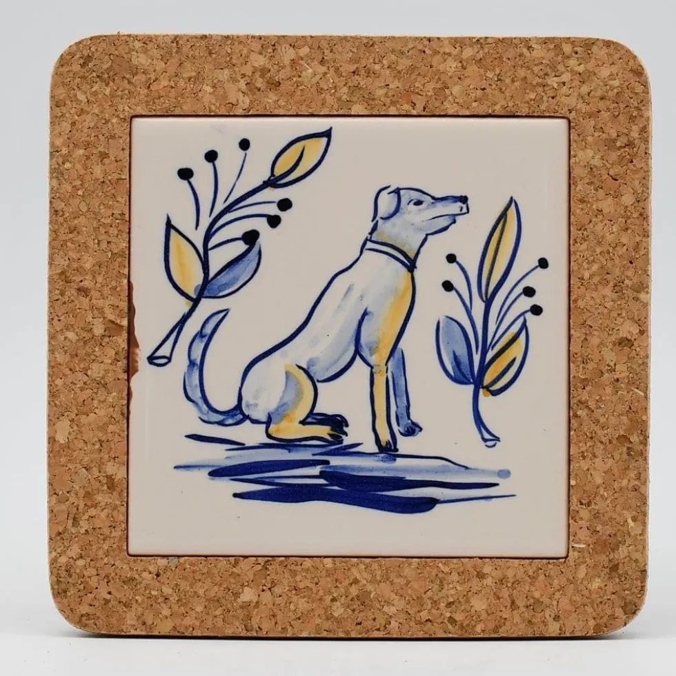 Dessous de plat en liège et céramique "Cães" 15cm - 3 motifs