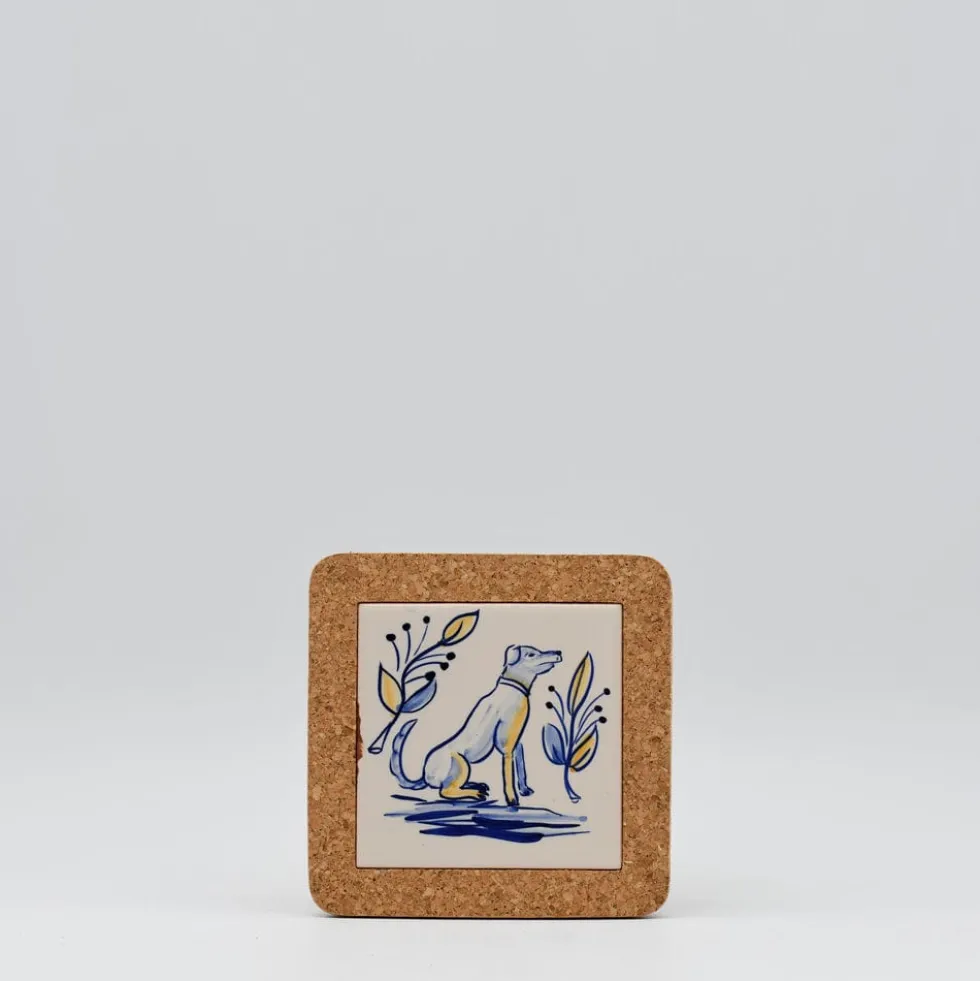Dessous de plat en liège et céramique "Cães" 15cm - 3 motifs