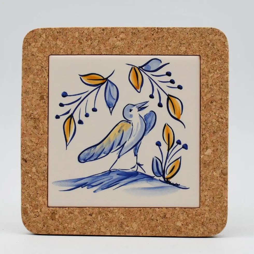 Dessous de plat en liège et céramique "Pássaros" 15cm - 7 motifs