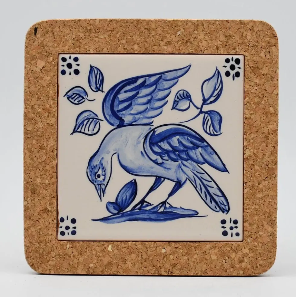 Dessous de plat en liège et céramique "Pássaros" 15cm - 7 motifs
