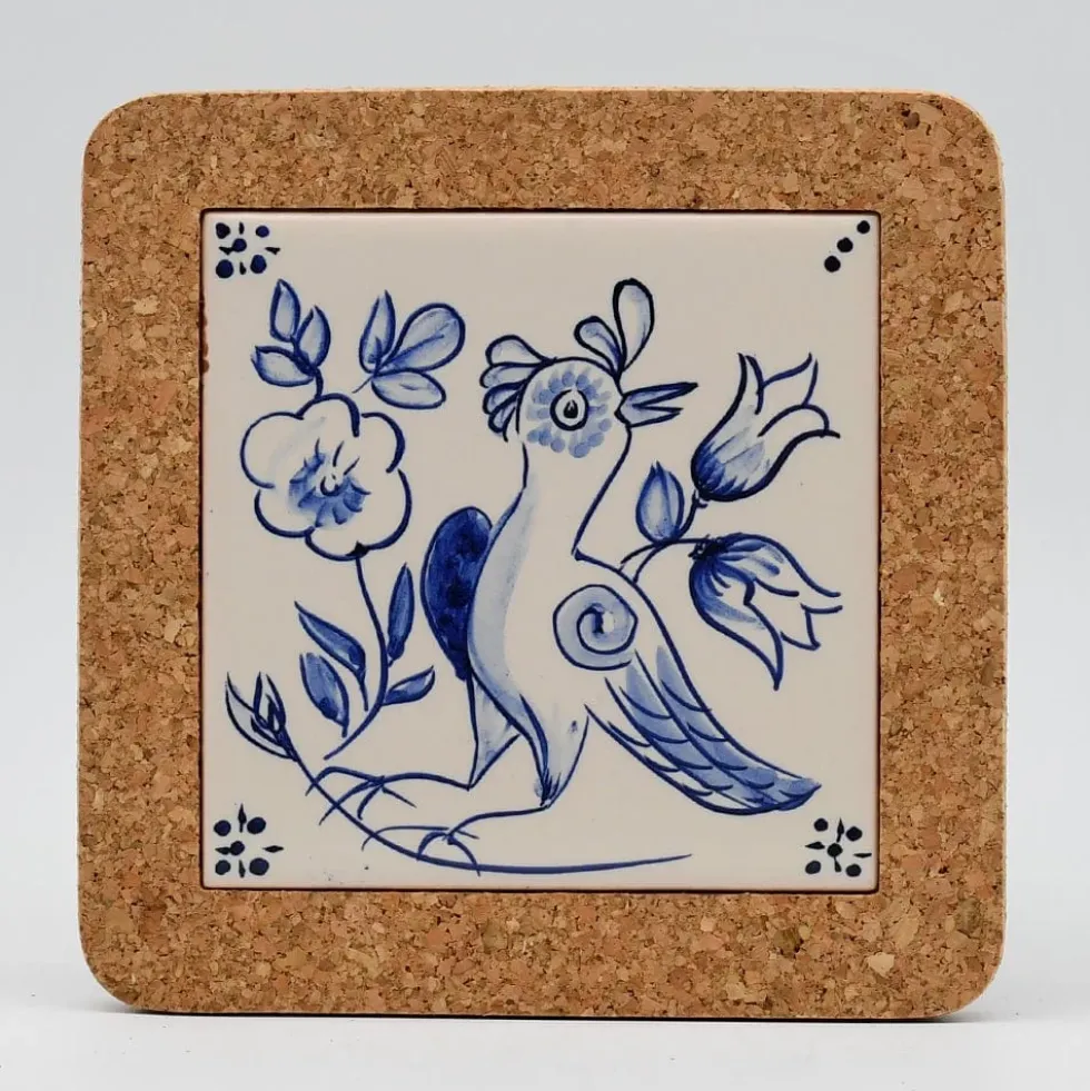 Dessous de plat en liège et céramique "Pássaros" 15cm - 7 motifs