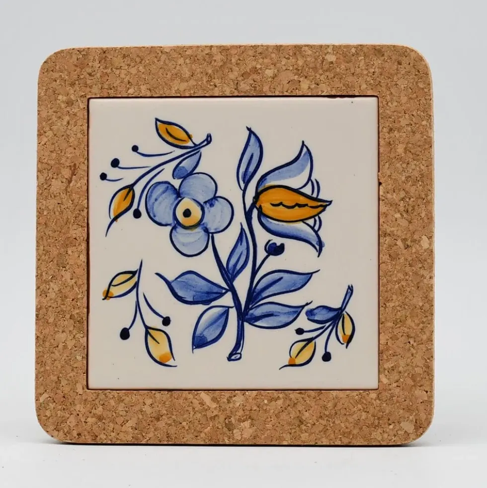 Dessous de plat en liège et céramique "Flores" 15cm - 8 motifs