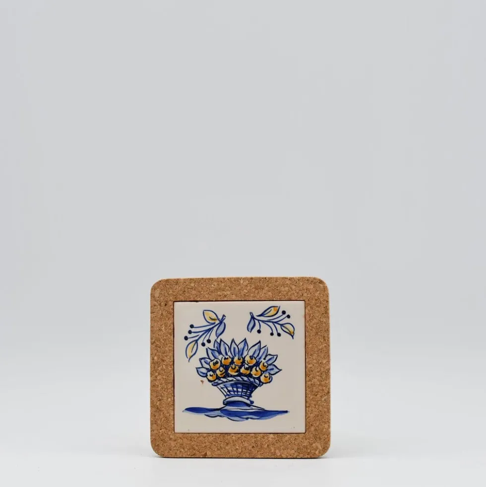 Dessous de plat en liège et céramique "Flores" 15cm - 8 motifs