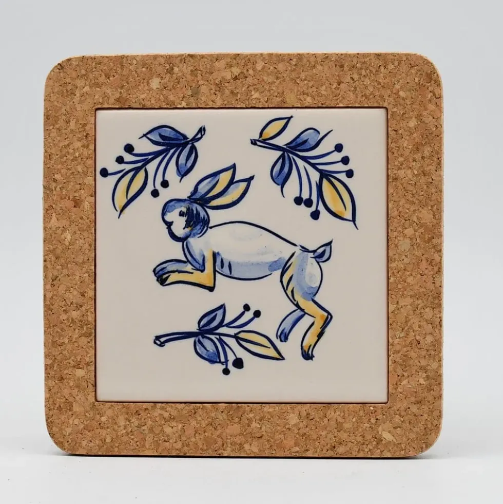 Dessous de plat en liège et céramique "Animais do bosque" 15cm - 3 motifs