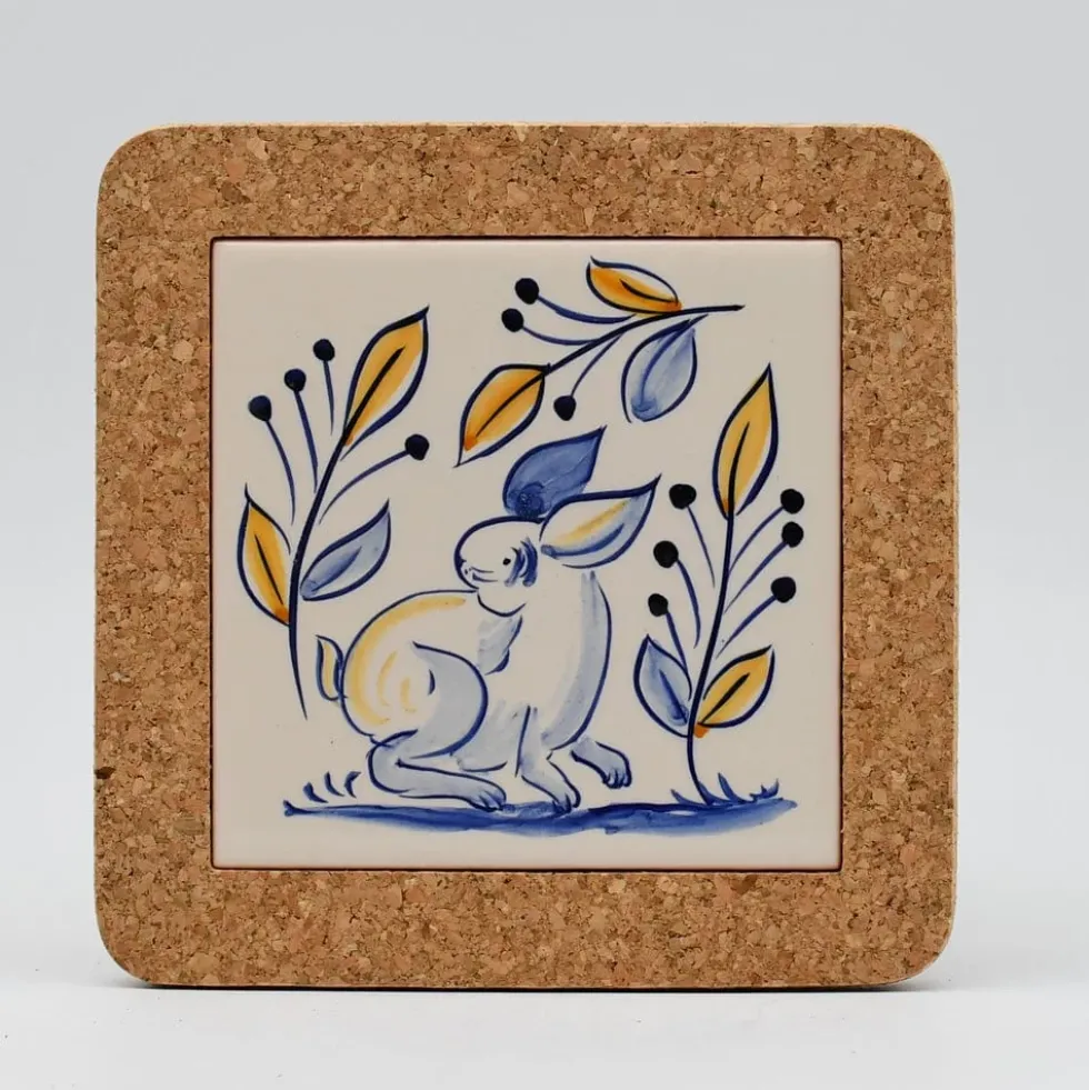 Dessous de plat en liège et céramique "Animais do bosque" 15cm - 3 motifs