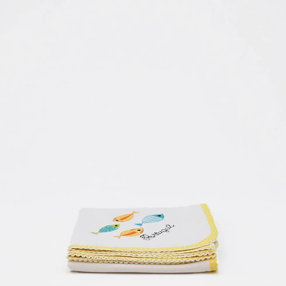 Doudou en coton "Sardinhas" - Jaune