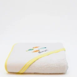 Drap de bain à capuche en coton "Sardinhas" - Jaune