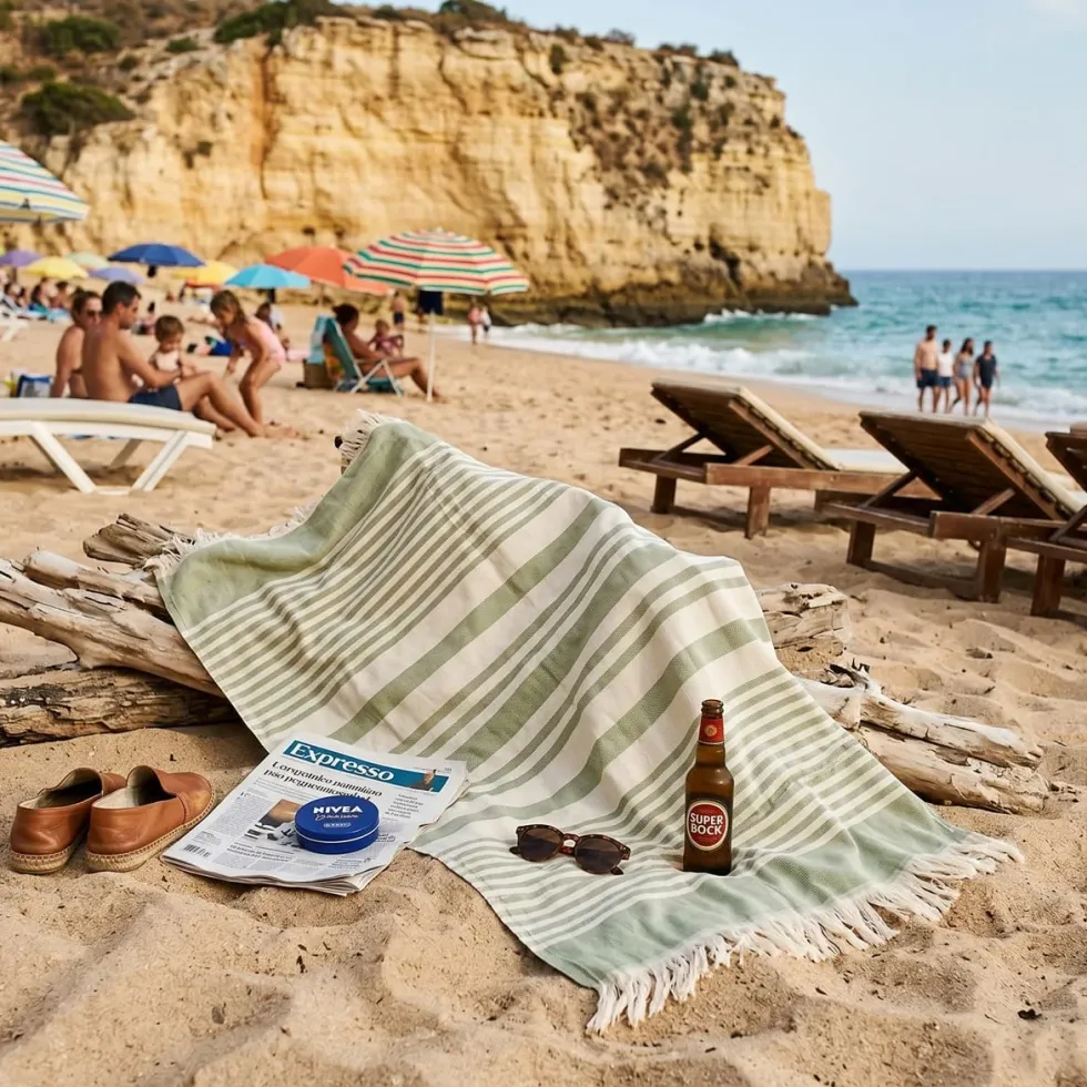 Drap de plage portugais en coton - Vert