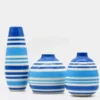 Ensemble de 3 vases rayés bleus