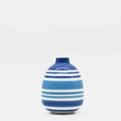 Ensemble de 3 vases rayés bleus