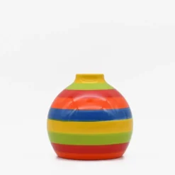 Ensemble de 3 vases rayés multicolores
