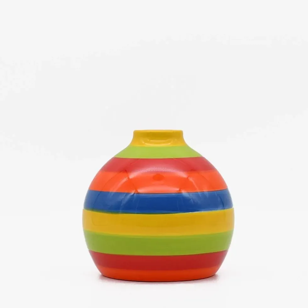 Ensemble de 3 vases rayés multicolores