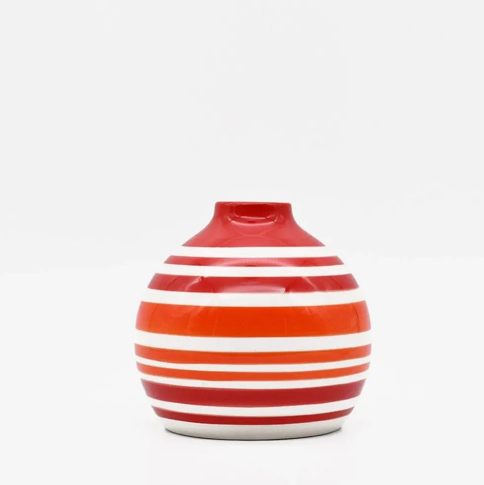 Ensemble de 3 vases rayés rouges