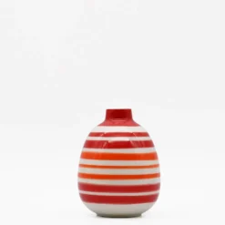 Ensemble de 3 vases rayés rouges