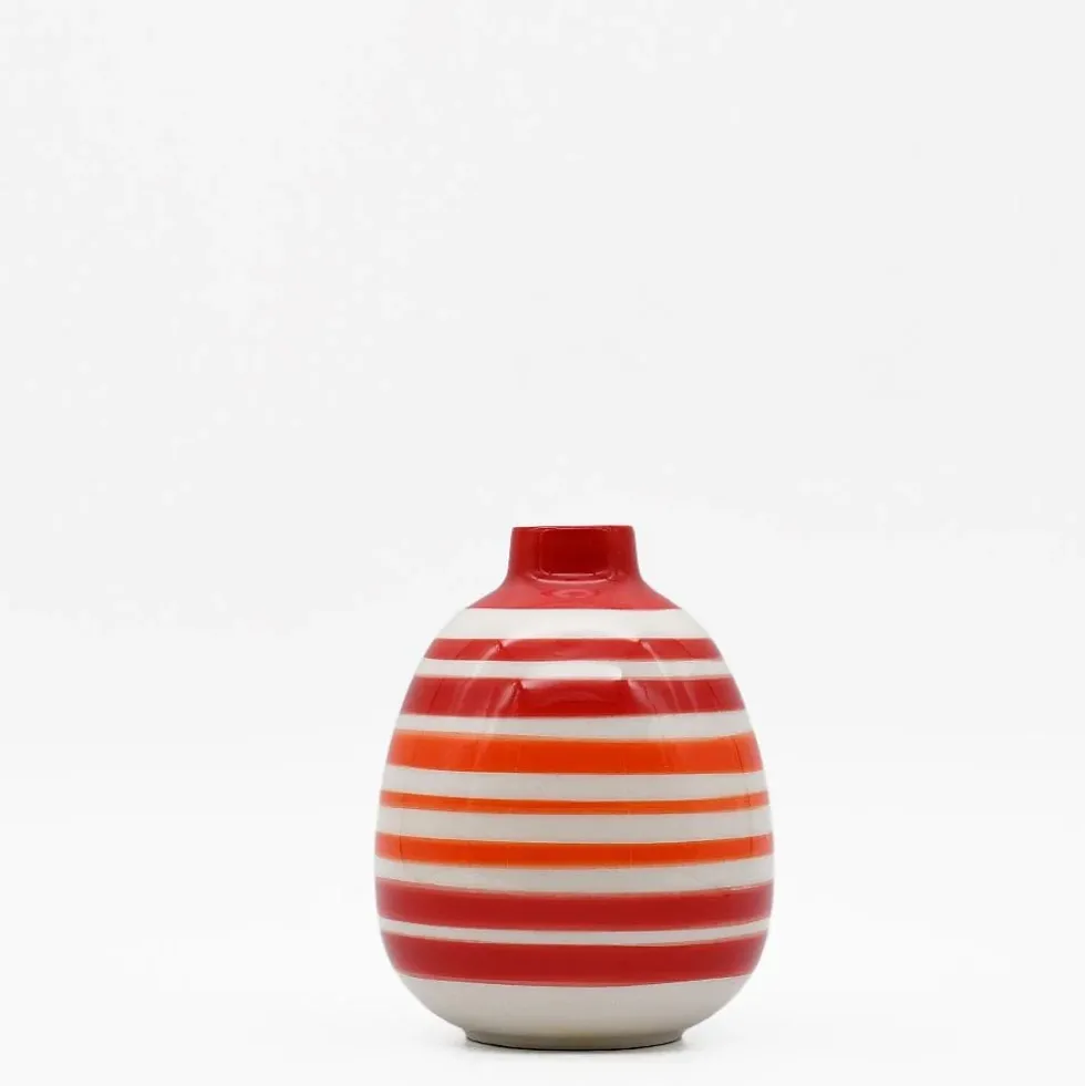 Ensemble de 3 vases rayés rouges