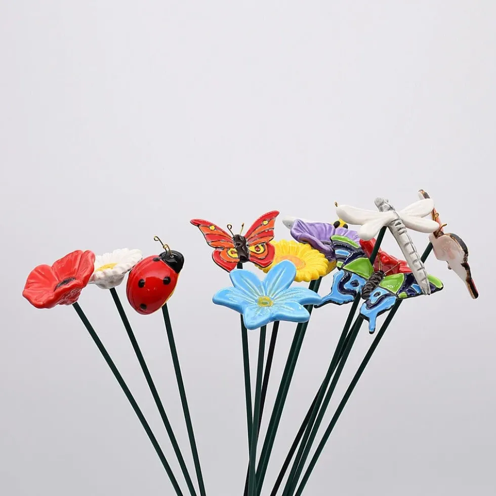 Fleurs et papillons artificiels en céramique
