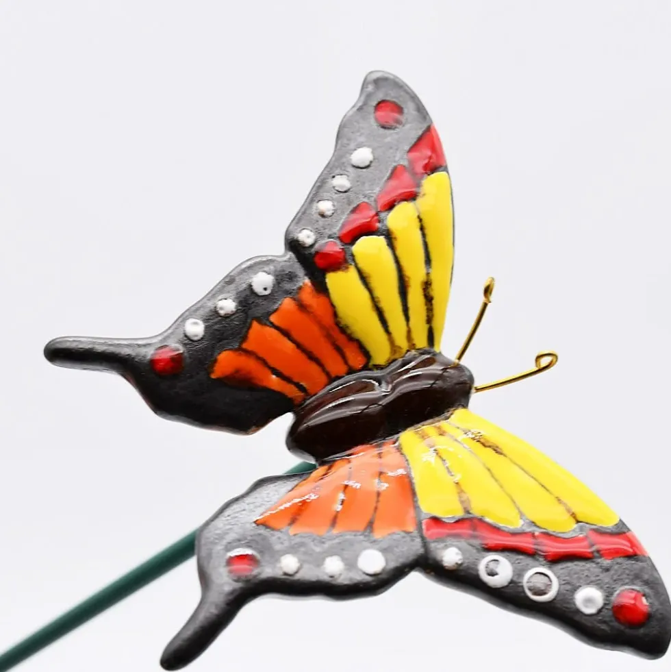 Fleurs et papillons artificiels en céramique