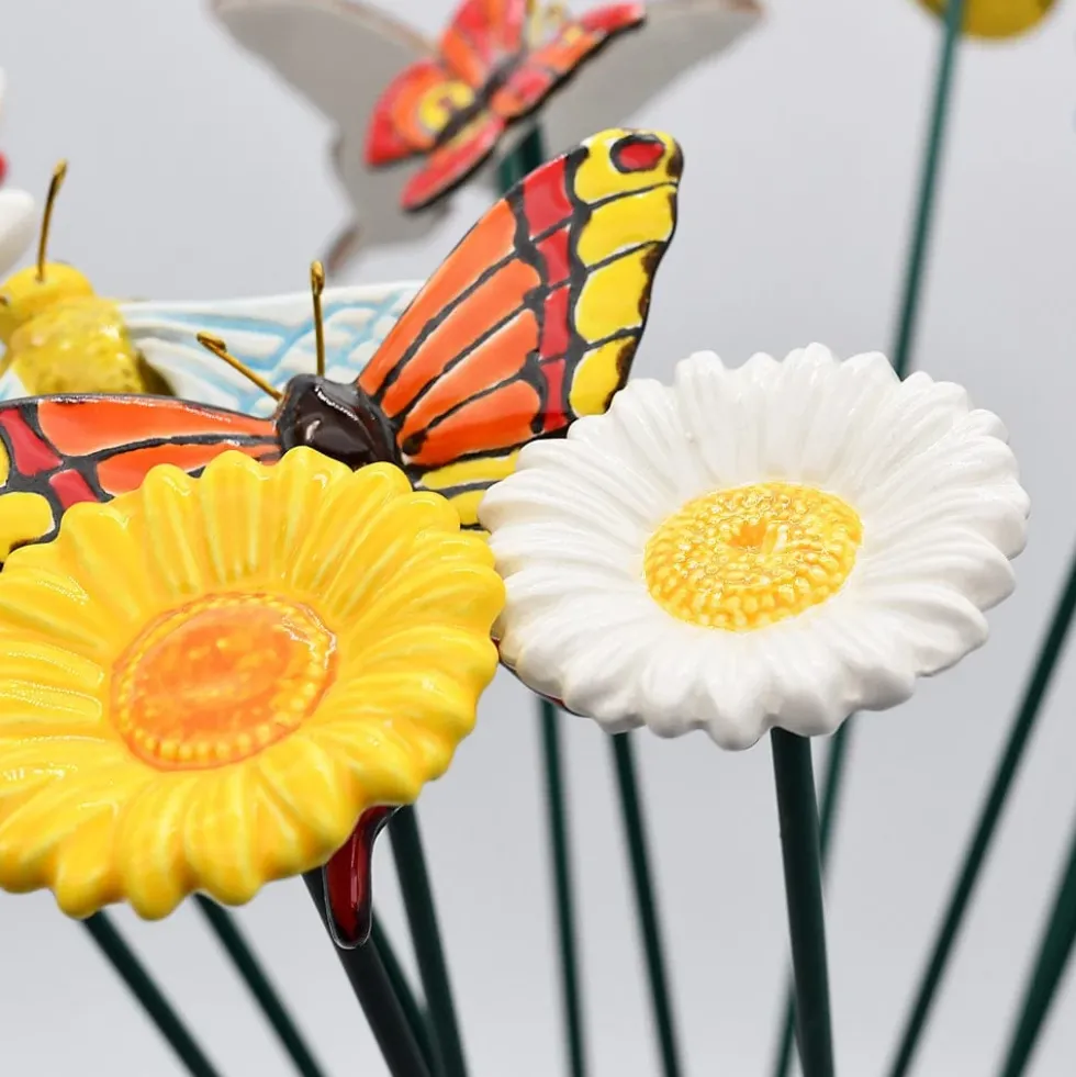 Fleurs et papillons artificiels en céramique