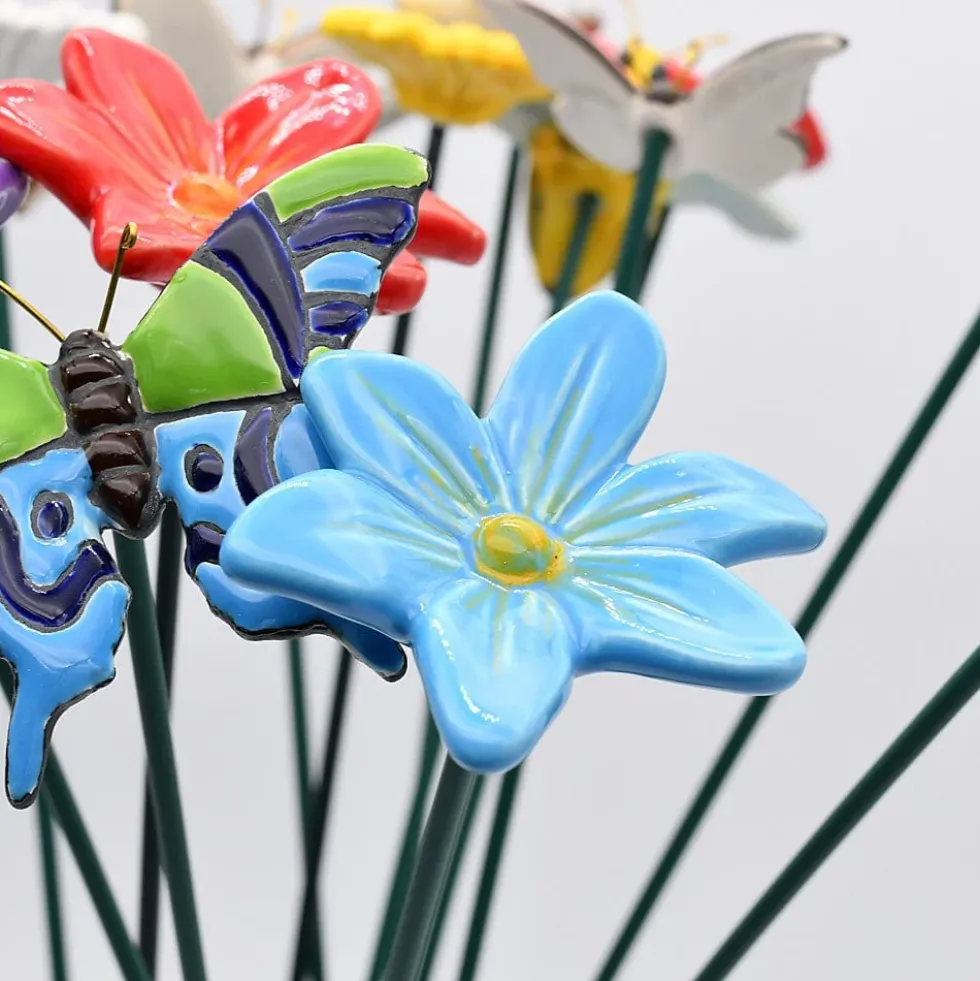 Fleurs et papillons artificiels en céramique