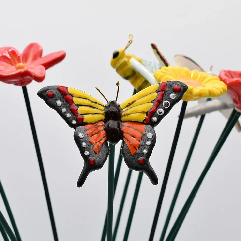 Fleurs et papillons artificiels en céramique