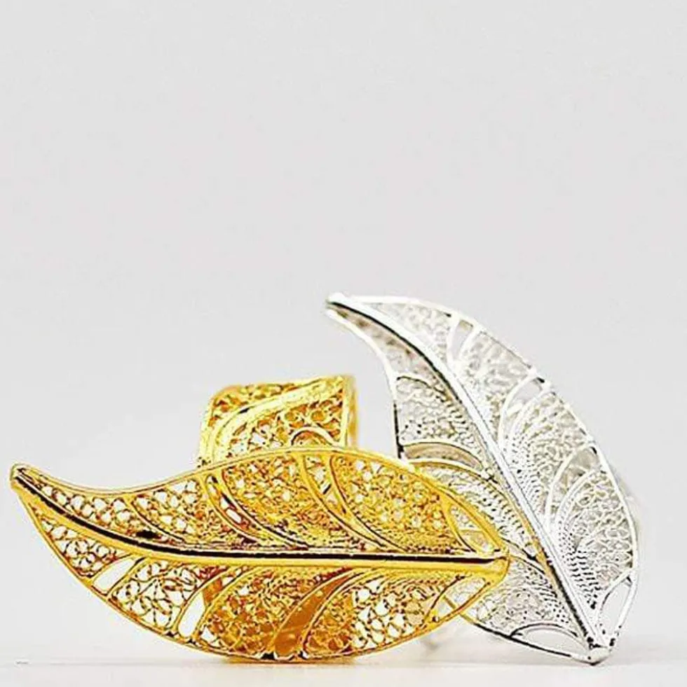 Folha I Bague en filigrane d'argent