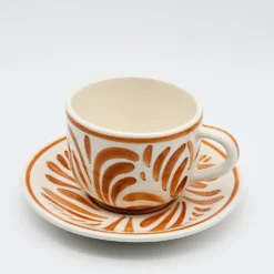 Grande tasse et sous-tasse en céramique "Andorinha" - Terracotta