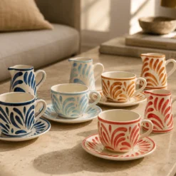 Grande tasse et sous-tasse en céramique