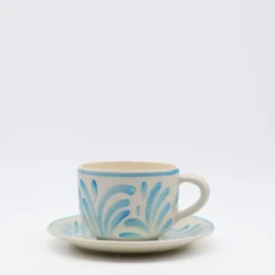 Grande tasse et sous-tasse en céramique "Andorinha" - Turquoise