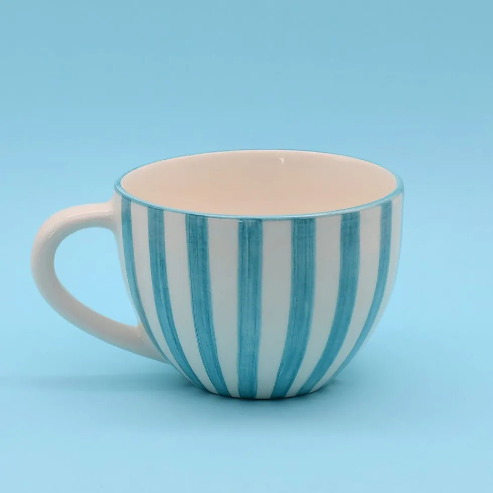 Grande tasse rayée "Costa Nova Mar" - Turquoise