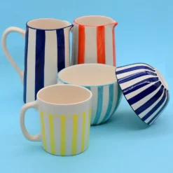 Grande tasse rayée "Costa Nova Mar" - Turquoise