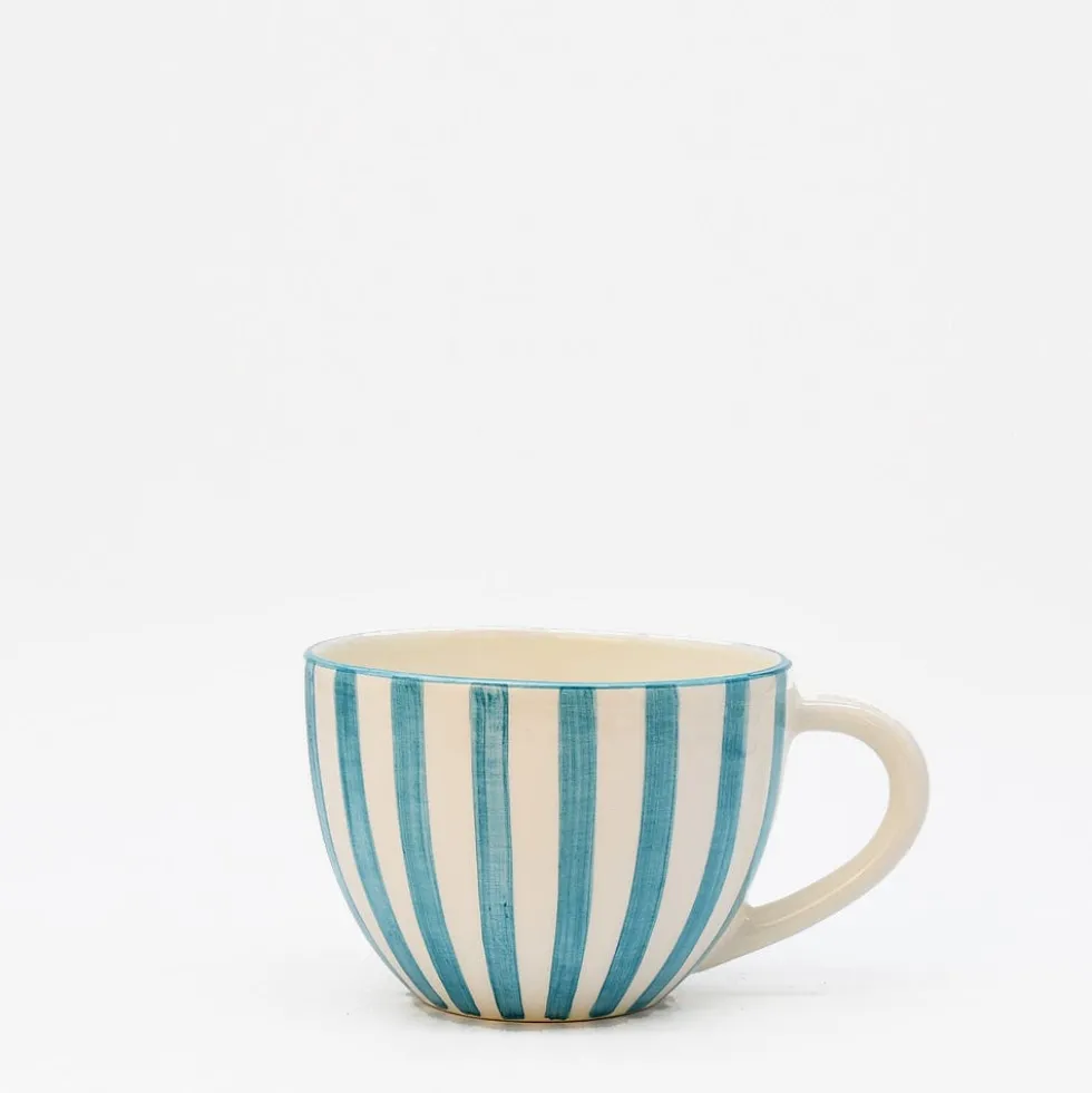 Grande tasse rayée "Costa Nova Mar" - Turquoise