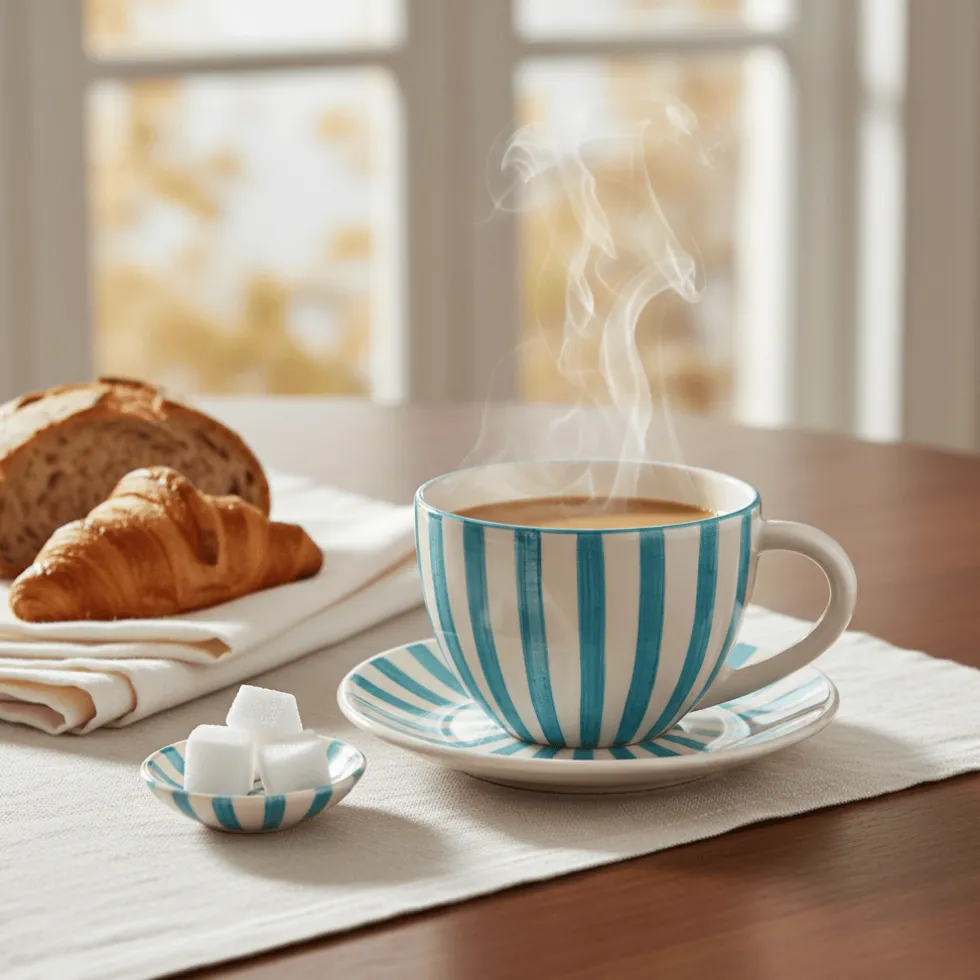 Grande tasse rayée "Costa Nova Mar" - Turquoise