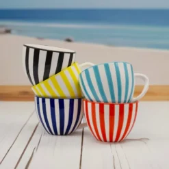 Grande tasse rayée "Costa Nova Mar" - Rouge