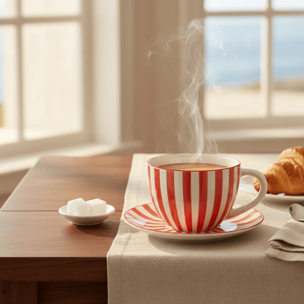 Grande tasse rayée "Costa Nova Mar" - Rouge