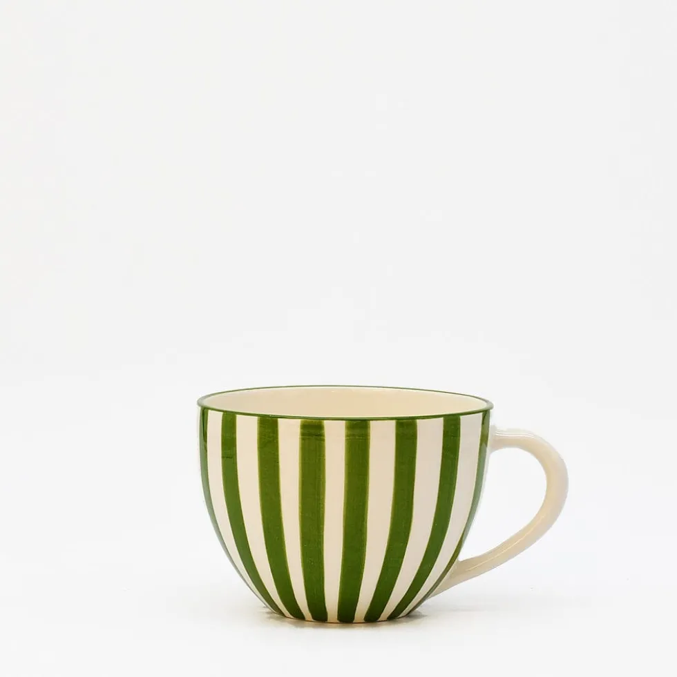 Grande tasse rayée "Costa Nova Mar" - Verte