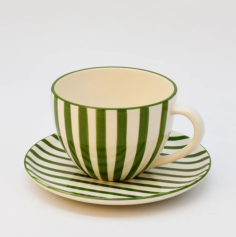 Grande tasse rayée "Costa Nova Mar" - Verte